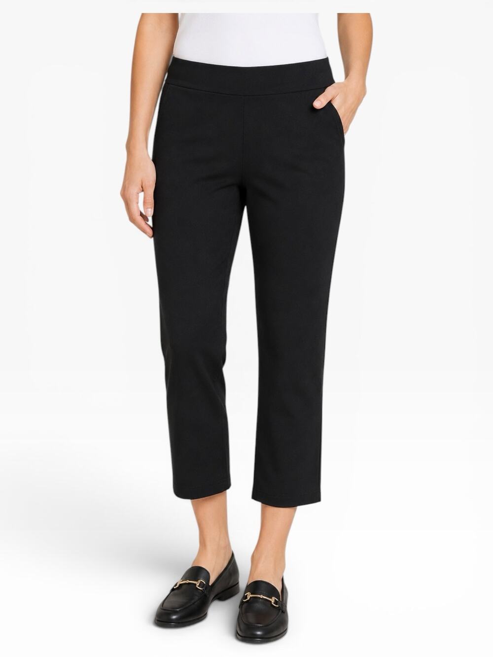 Gloria Vanderbilt Women’s Ponte Straight Cropped Pants Black S NWT